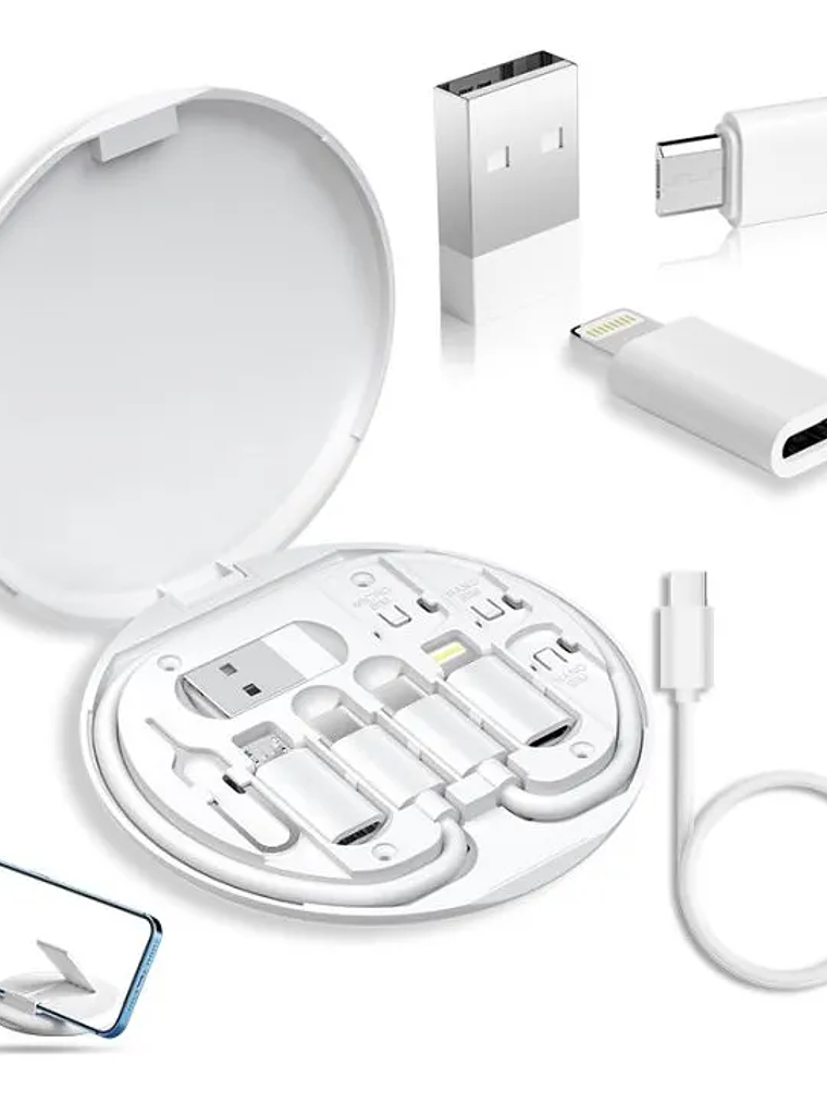 Kit Adaptadores Cable Usb 5 En 1 Usb C Micro 60w Para Iphone Blanco 2