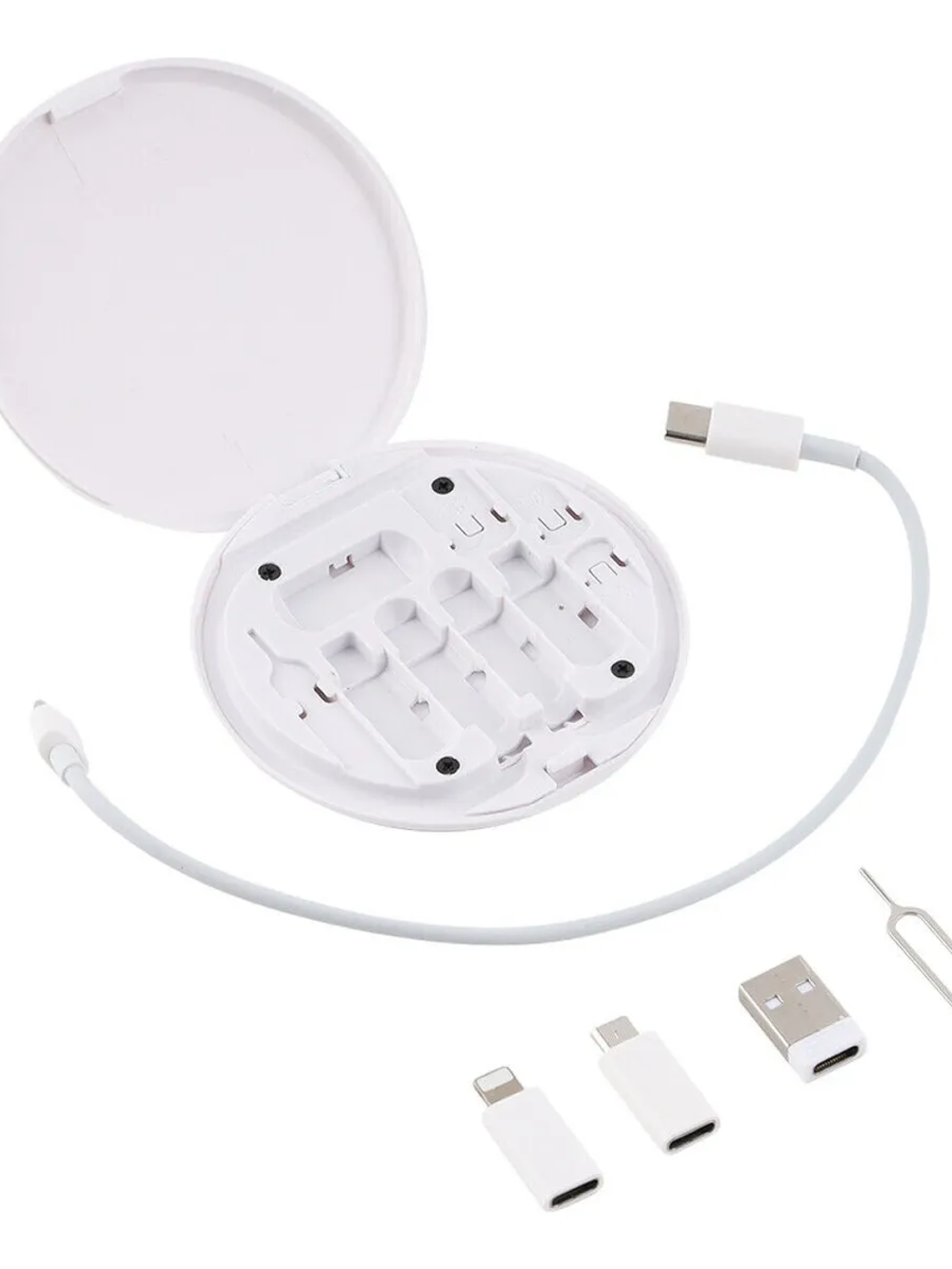 Kit Adaptadores Cable Usb 5 En 1 Usb C Micro 60w Para Iphone Blanco 3