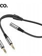 Cable De Audio Jack 3.5mm 2 En 1 Hoco Upa21 Gris - Miniatura 2