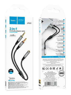 Cable De Audio Jack 3.5mm 2 En 1 Hoco Upa21 Gris