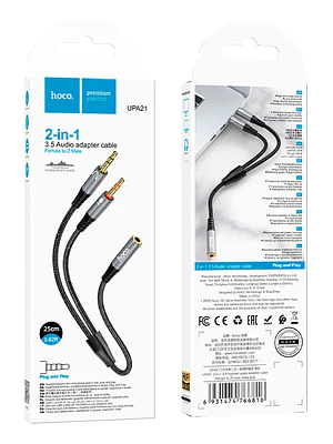 Cable De Audio Jack 3.5mm 2 En 1 Hoco Upa21 Gris