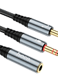 Cable De Audio Jack 3.5mm 2 En 1 Hoco Upa21 Gris - Miniatura 3