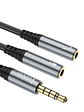 Adaptador Audio Hoco UPA21 2-en-1 3.5mm Gris - Miniatura 2