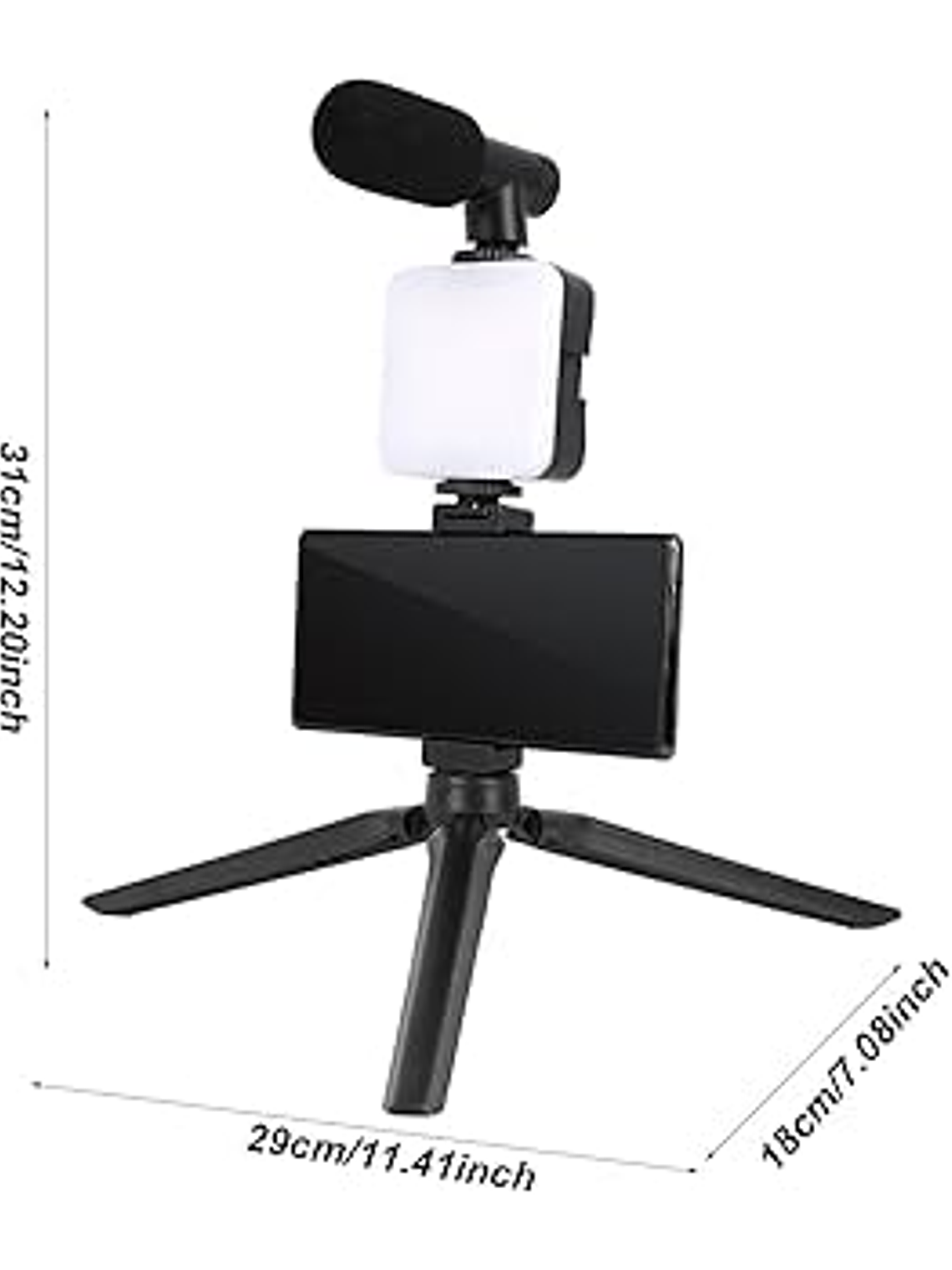 Trípode con Micrófono Luz Led para Celular y Control Bluetooth 2