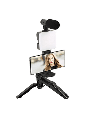 Trípode con Micrófono Luz Led para Celular y Control Bluetooth