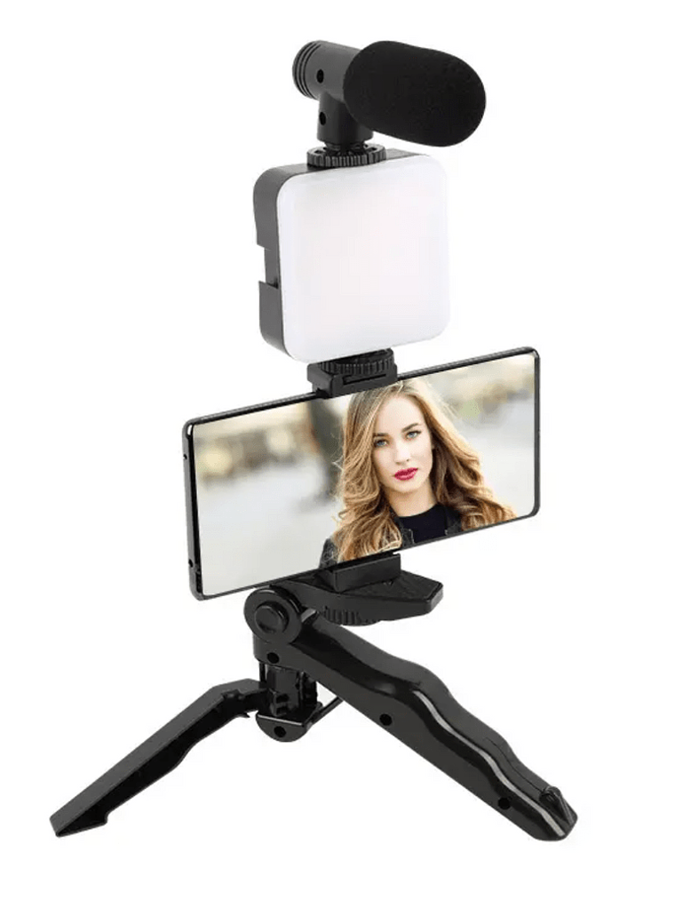 Trípode con Micrófono Luz Led para Celular y Control Bluetooth 1