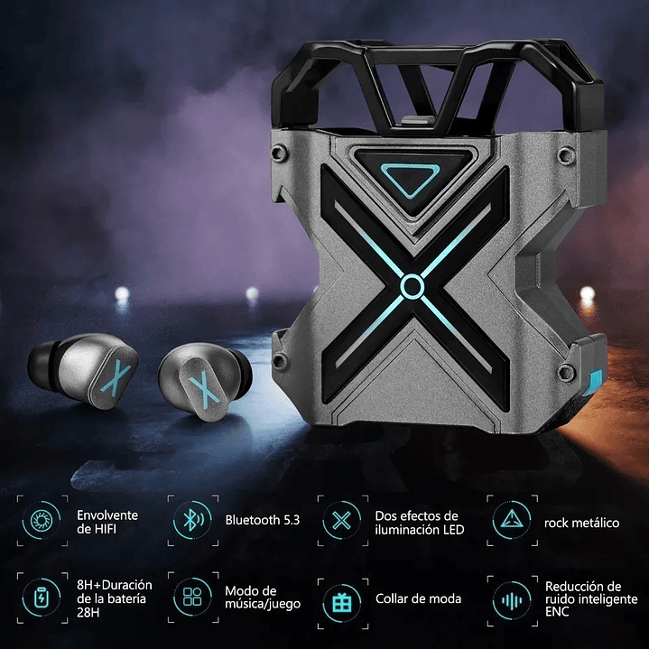 Audifonos Bluetooth   Gamer Tws K-89 color grafito 5