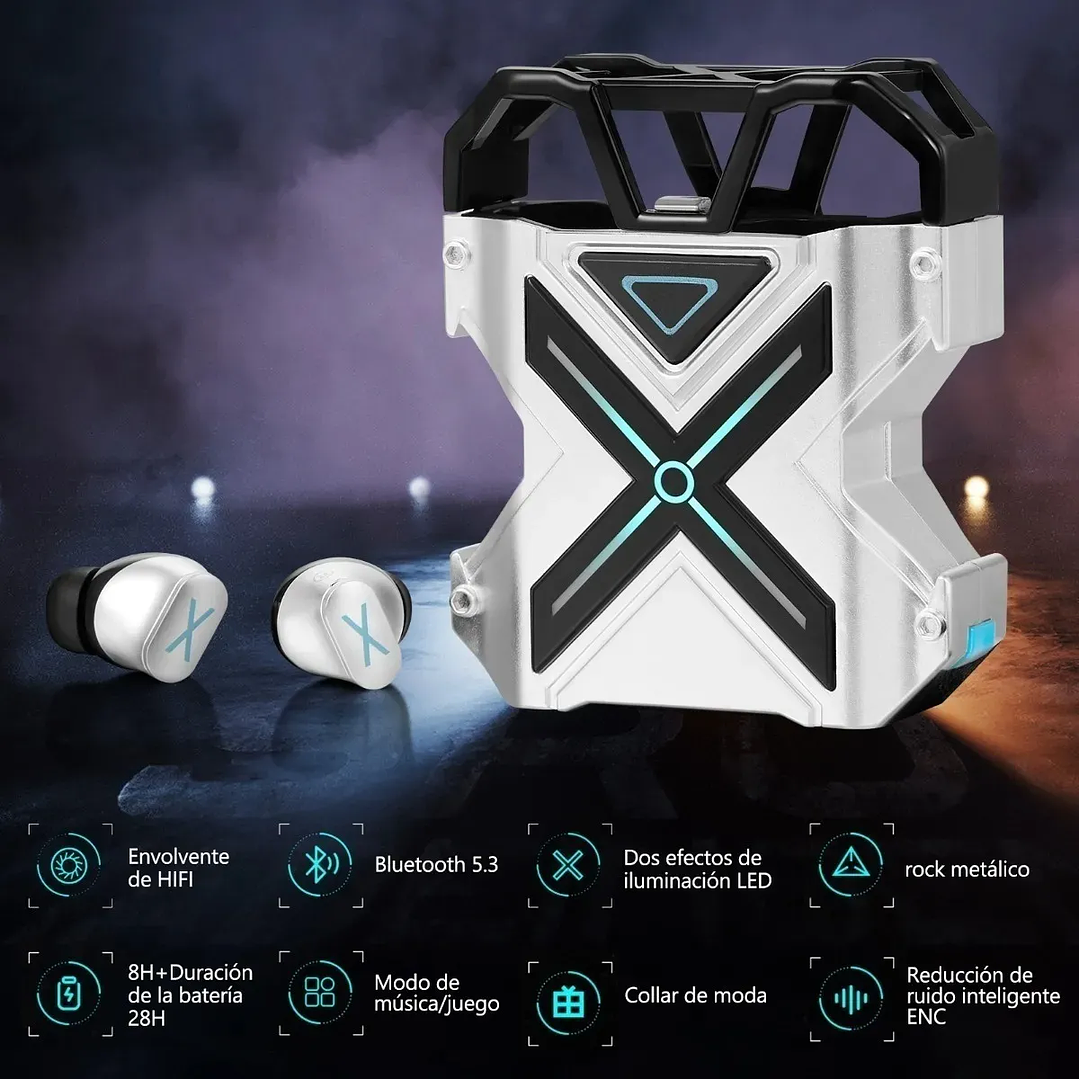 Audifonos Bluetooth  Gamer Tws K-89-Silver  3