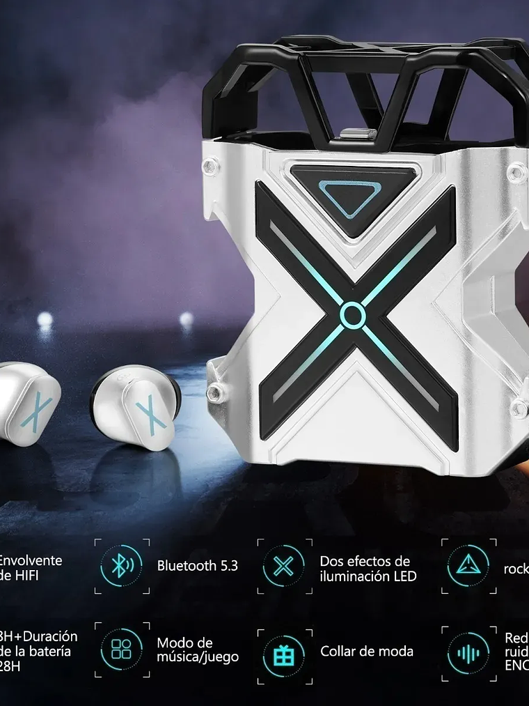 Audifonos Bluetooth  Gamer Tws K-89-Silver  3