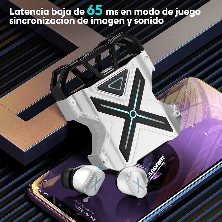 Audifonos Bluetooth  Gamer Tws K-89-Silver  5