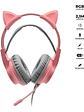 Audifonos Gamer Urbano Orejas De Gato Usb Luz Rgb Color Rosa - Miniatura 1