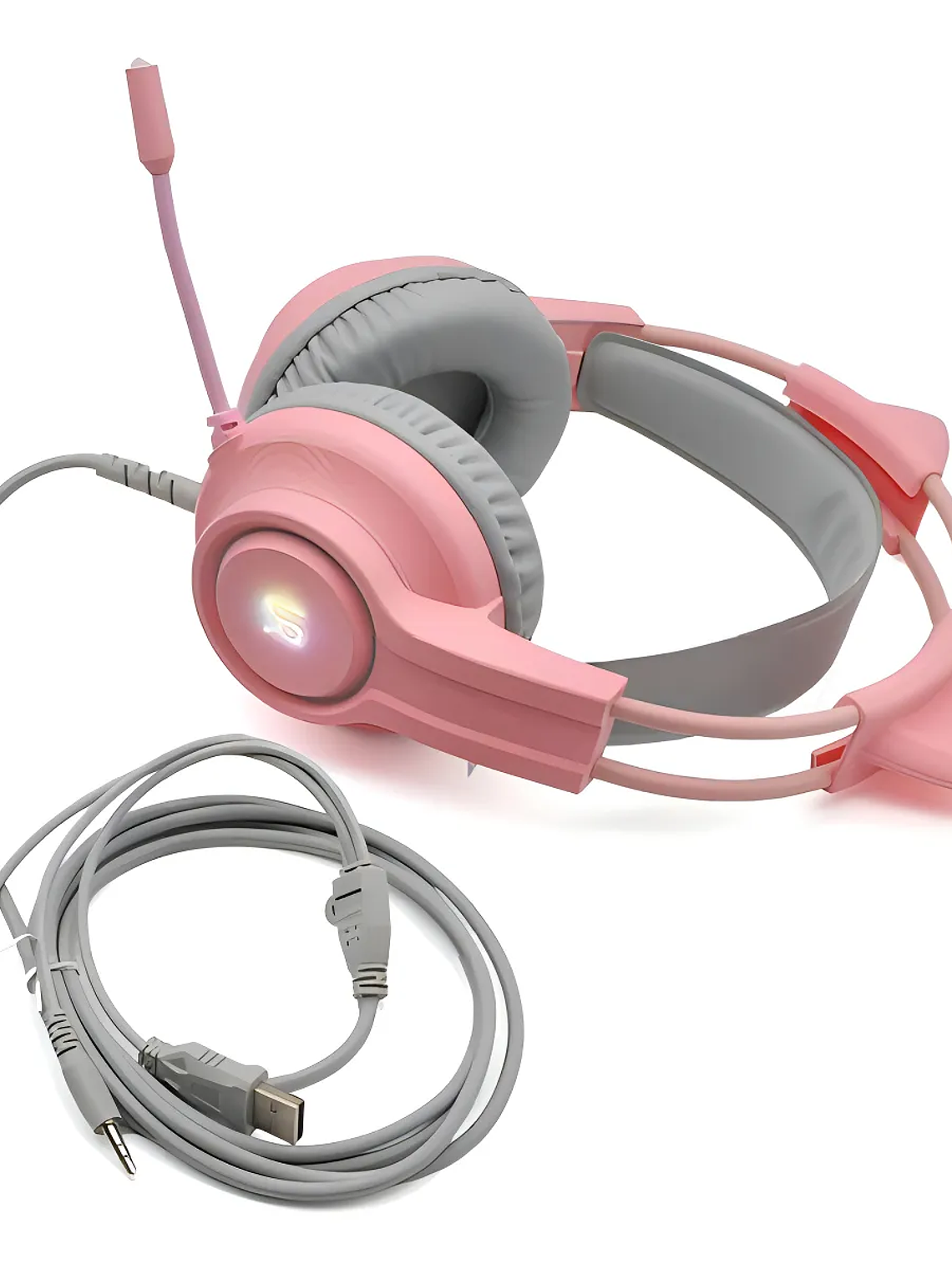 Audifonos Gamer Urbano Orejas De Gato Usb Luz Rgb Color Rosa 2