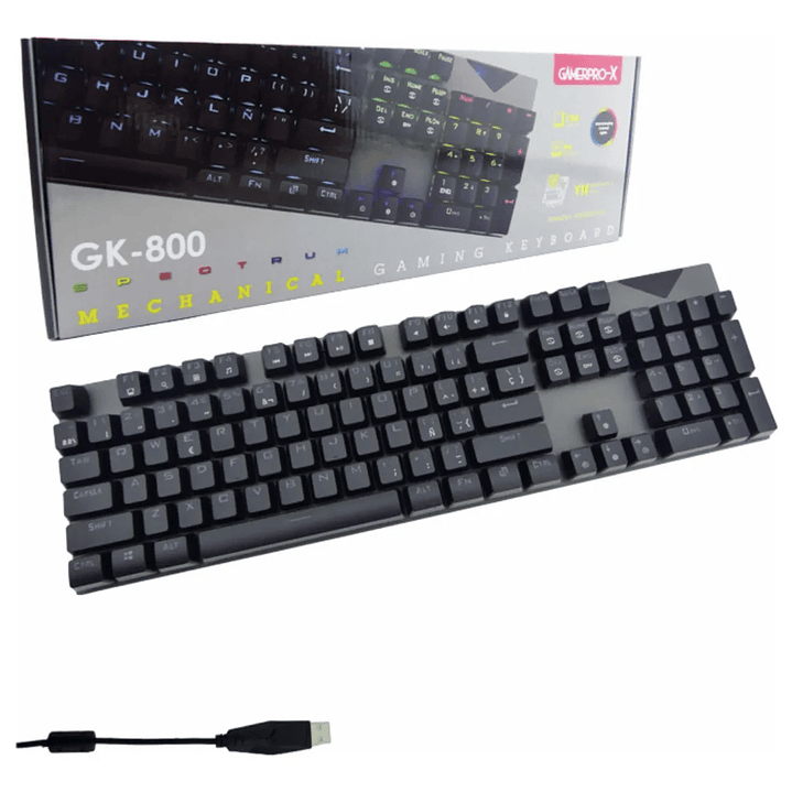 Teclado Mecánico Gamer Gamepro-x Gk-800 C/ Luz Rgb Negro Español  1