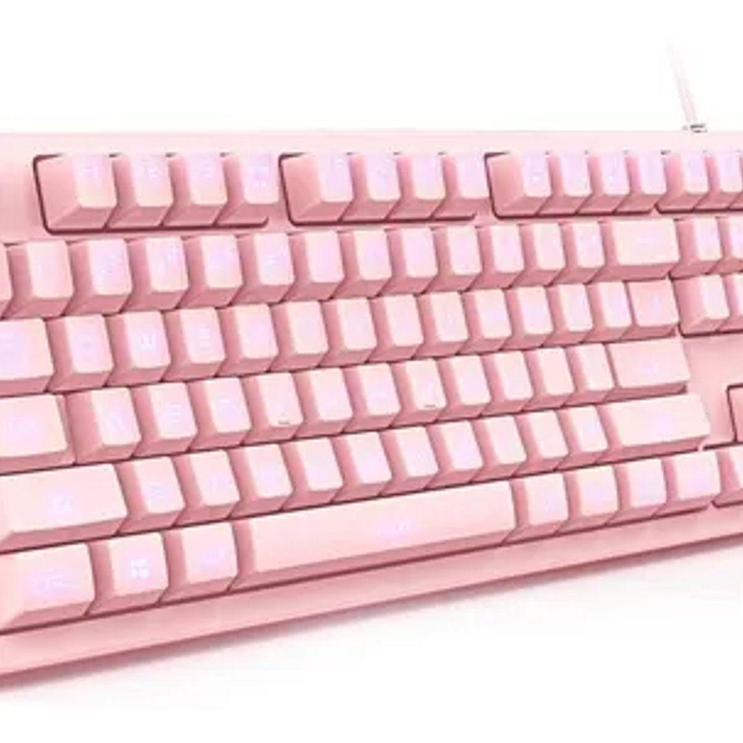 Teclado Gamer Generico Membrana Rosado Idioma Inglés  2