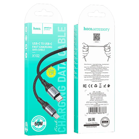 Cable Tipo C a Tipo C Hoco X102 Negro