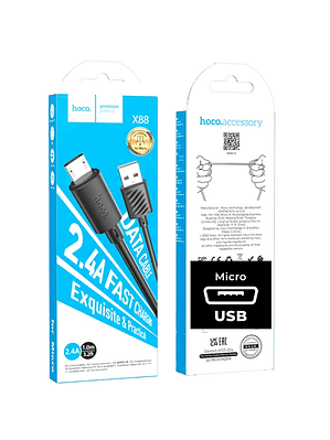 Cable Usb a Micro Usb Hoco X88 Gratified Negro