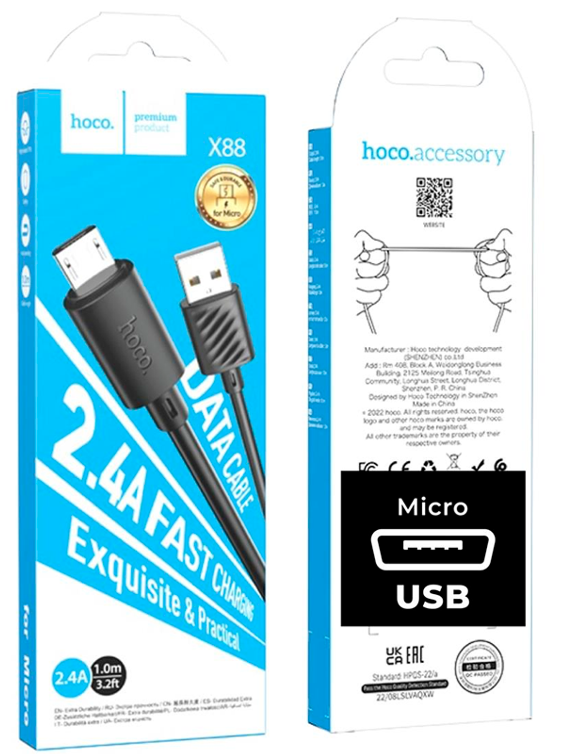Cable Usb a Micro Usb Hoco X88 Gratified Negro 1