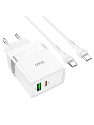 Cargador Hoco N21 PD30W+QC3.0 Cable USB C a USB C Blanco