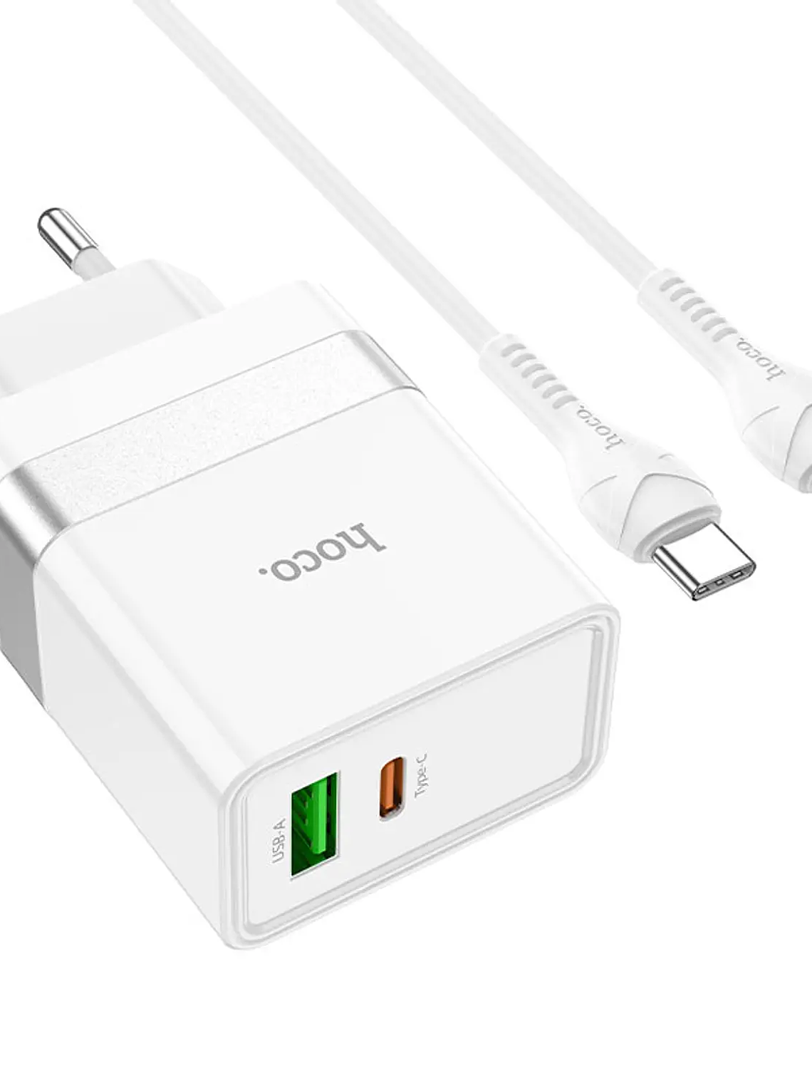 Cargador Hoco N21 PD30W+QC3.0 Cable USB C a USB C Blanco 1