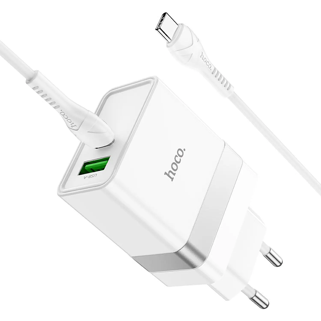 Cargador Hoco N21 PD30W+QC3.0 Cable USB C a USB C Blanco 2