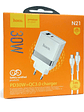 Cargador Hoco N21 PD30W+QC3.0 Cable USB C a USB C Blanco - Miniatura 4
