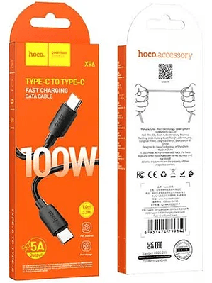 Cable HOCO X96 1 mt. Tipo C-C 100W 5A Negro