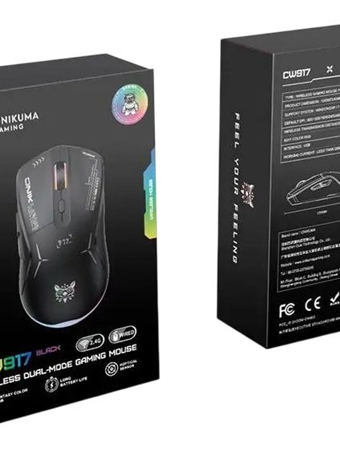 Mouse Gamer Inalambrico Recargable Onikuma Cw917 Rgb 4800dpi Negro 2