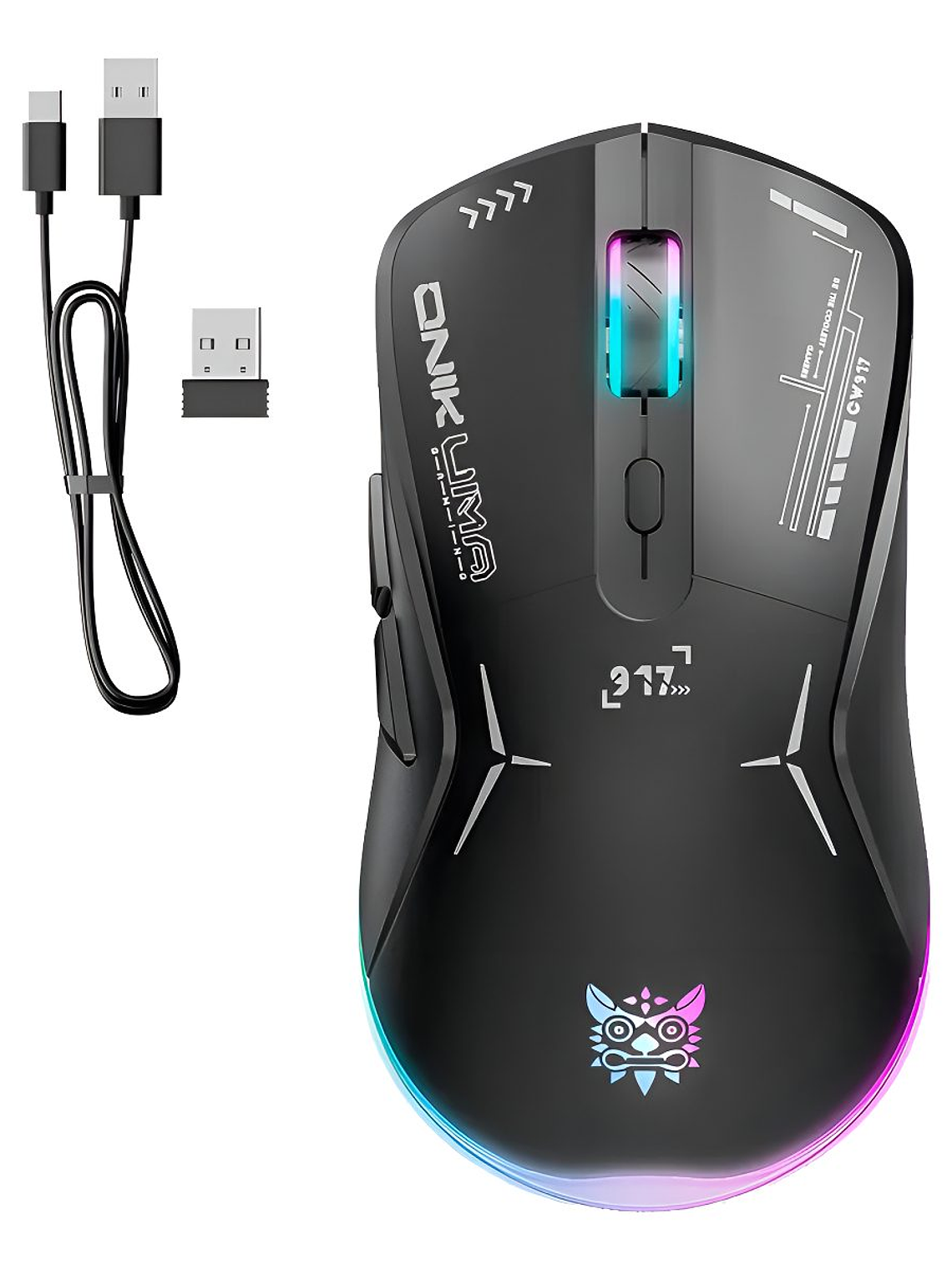 Mouse Gamer Inalambrico Recargable Onikuma Cw917 Rgb 4800dpi Negro 1