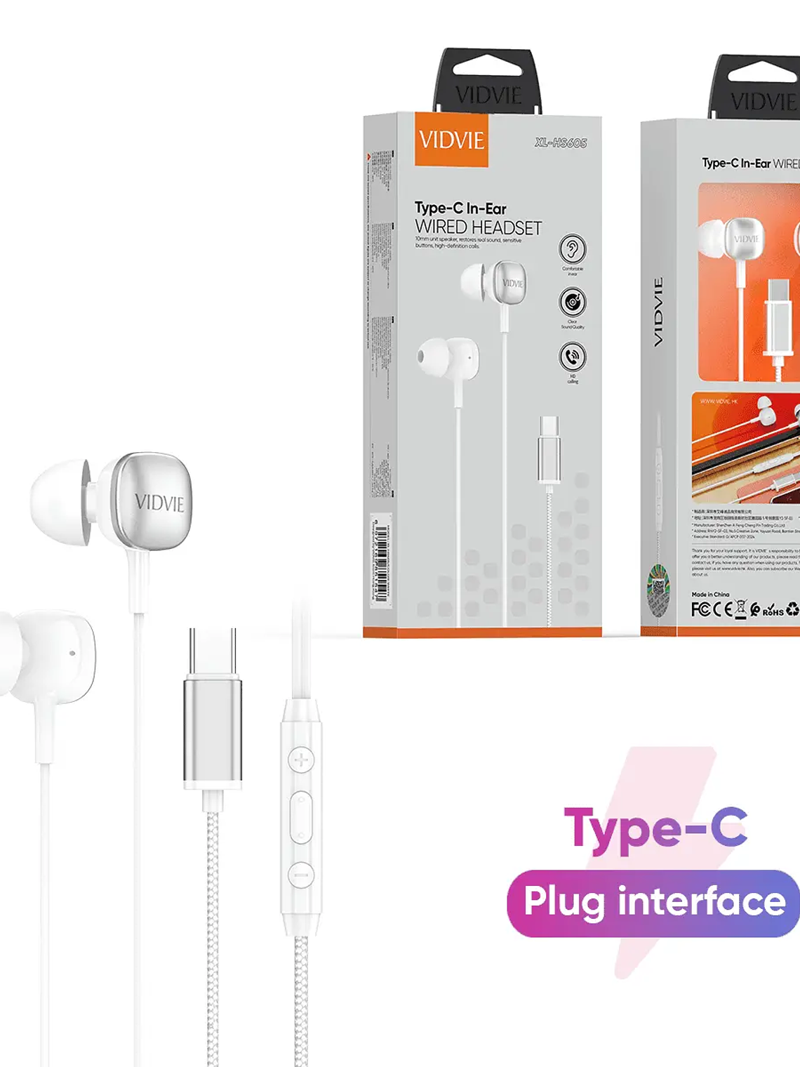 Auriculares In-Ear Premium XL-HS605 TC con Conector USB Tipo-C 1