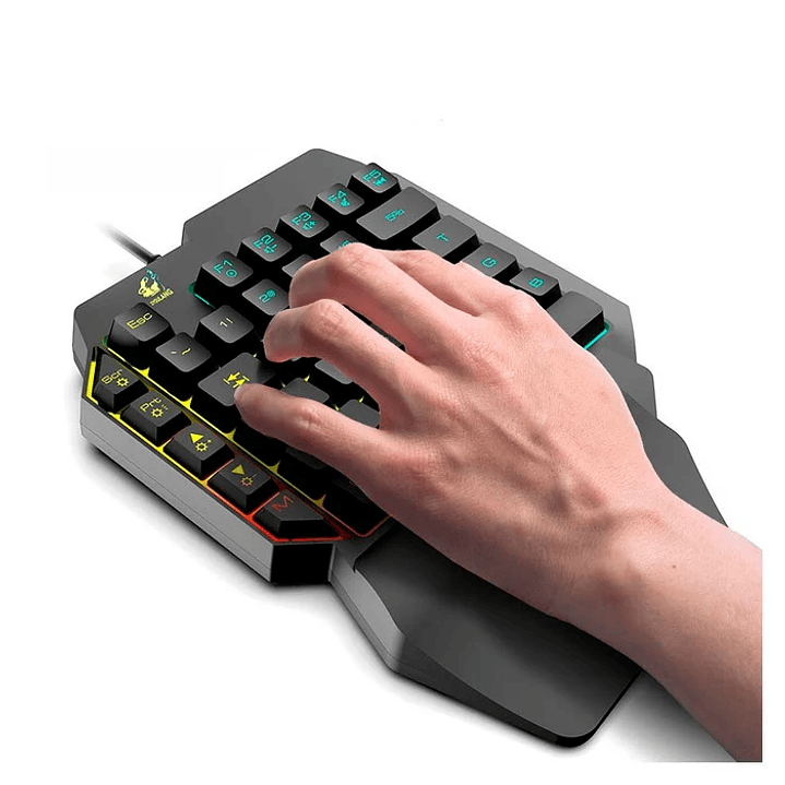 Kit Teclado 1 Mano + Mouse Gamer para PC RGB 3