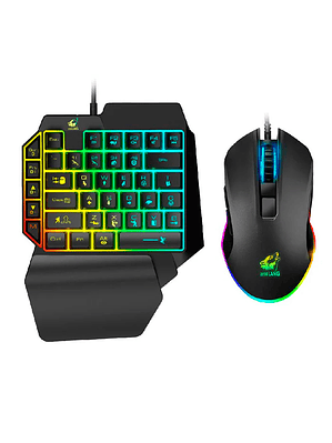 Kit Teclado 1 Mano + Mouse Gamer para PC RGB