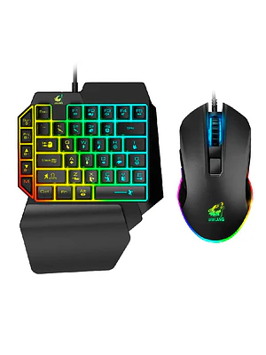 Kit Teclado 1 Mano + Mouse Gamer para PC RGB