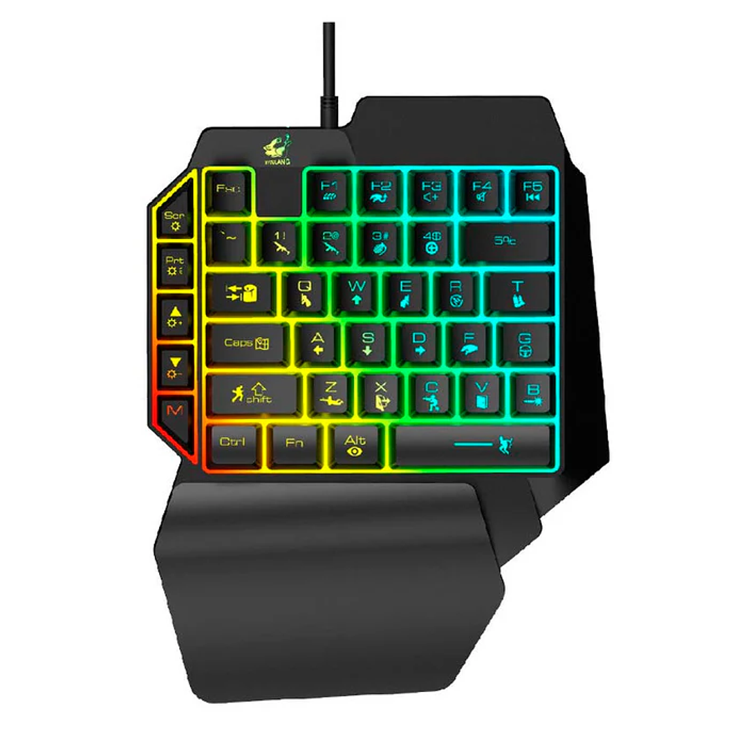 Kit Teclado 1 Mano + Mouse Gamer para PC RGB 2