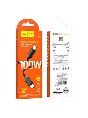 Cable HOCO X96 1 mt. Tipo C-C 100W 5A Negro