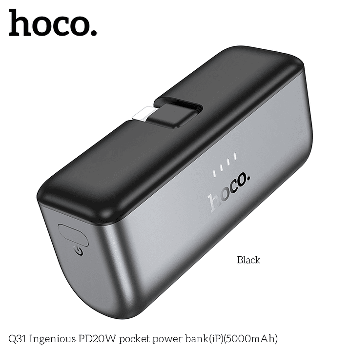 Bateria Portatil Powerbank Hoco Q31 Mini Lightning 5000 Mah Negro 2