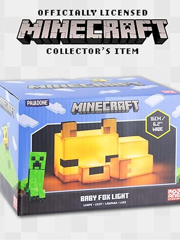 Lampara De Noche Zorro Minecraft Luz Decorativa Café 4