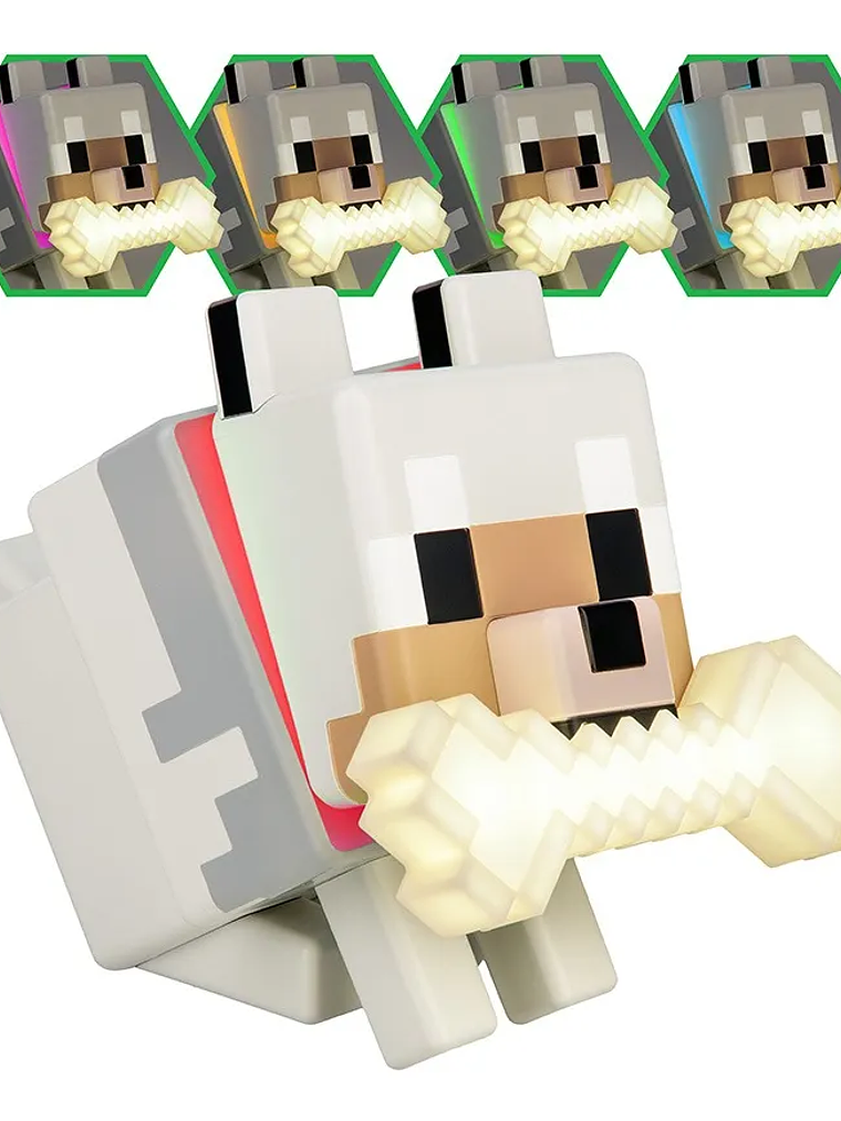 Lampara De Noche Luz Decorativa Minecraft Lobo 3