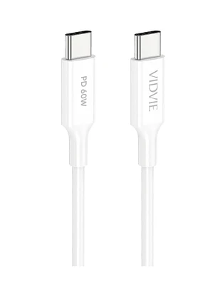 Cable tipo C a Tipo C Vidvie 60W Max blanco