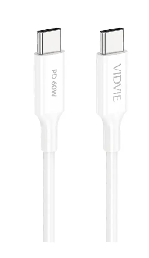 Cable tipo C a Tipo C Vidvie 60W Max blanco