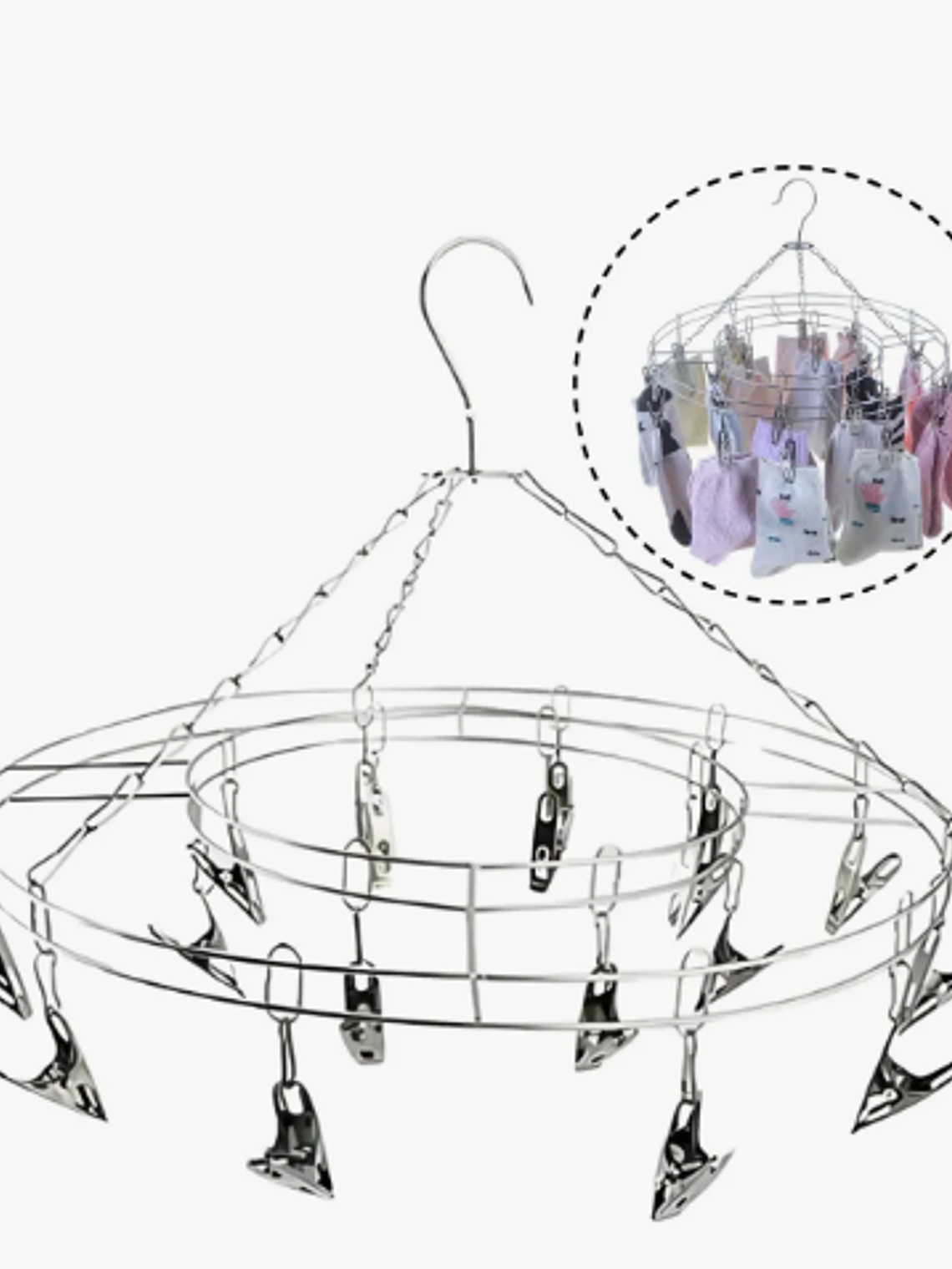 Colgador Ropa Interior 20 Pinzas Tendedero Metálico Calcetín 1