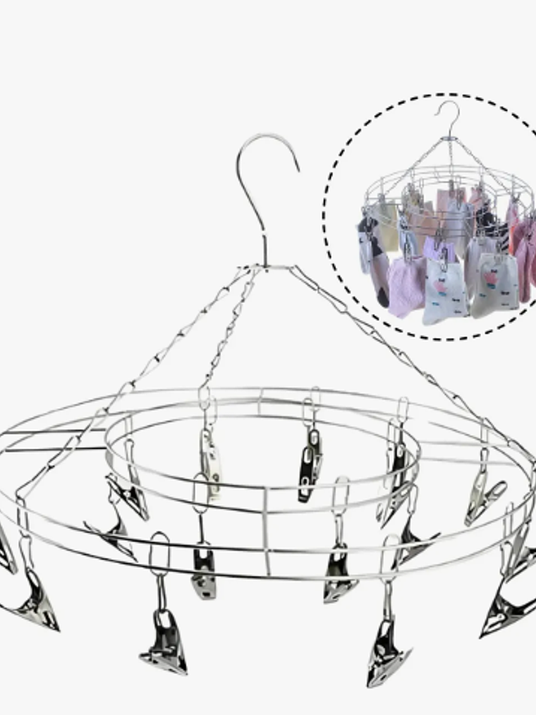 Colgador Ropa Interior 20 Pinzas Tendedero Metálico Calcetín 1