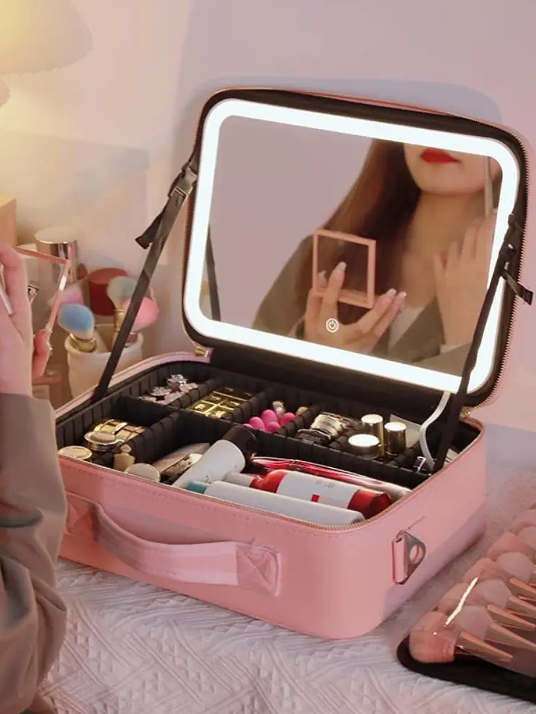 Maletín De Maquillaje Portátil Led Con Espejo 3