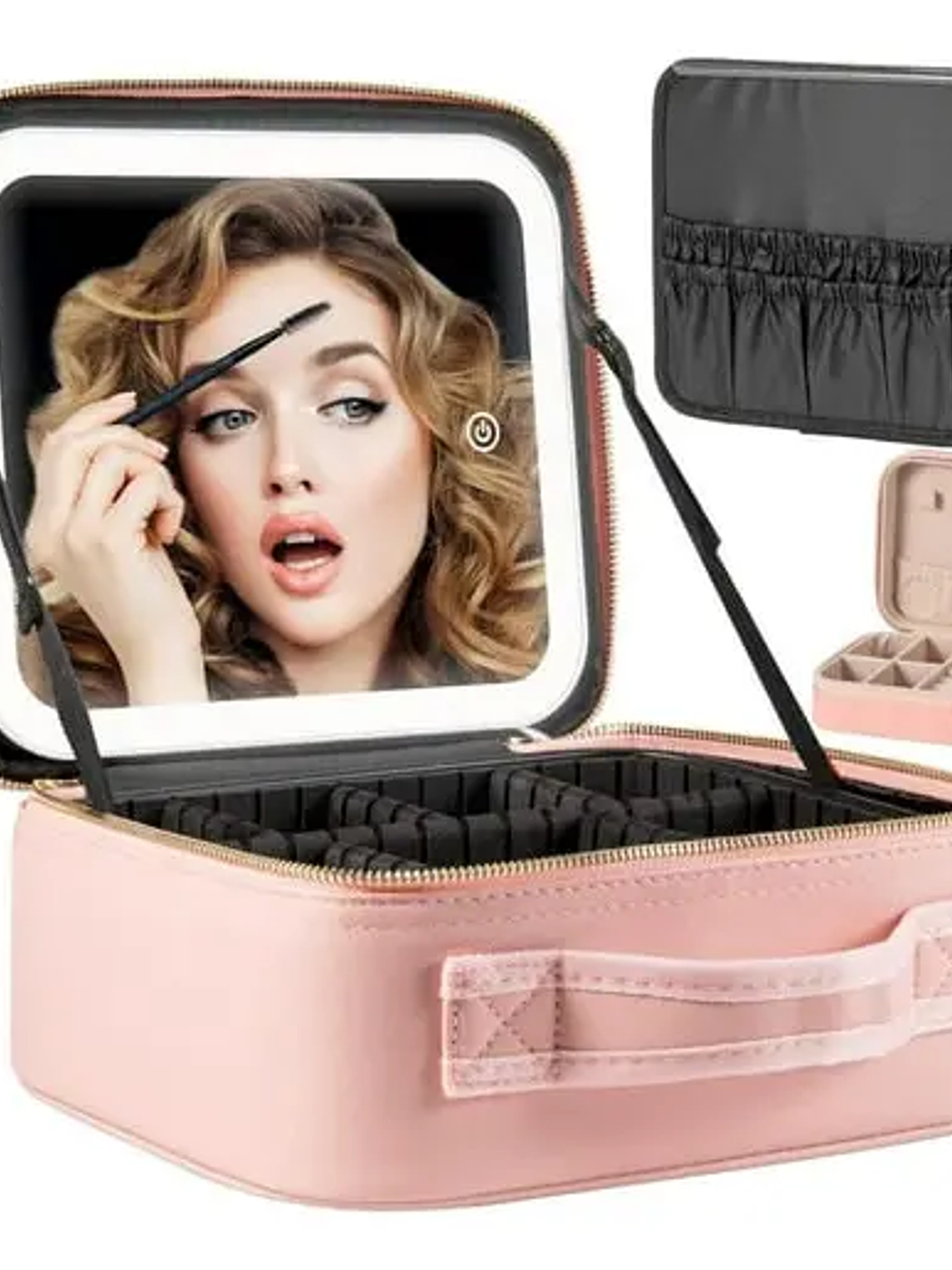 Maletín De Maquillaje Portátil Led Con Espejo 2