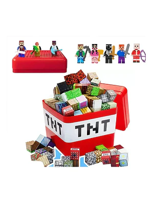 Minecraft Juego De 100 Bloques Magneticos de 2x2 cm Aleatorios + Caja TNT
