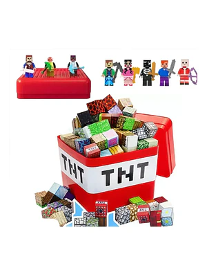 Minecraft Juego De 100 Bloques Magneticos de 2x2 cm Aleatorios + Caja TNT