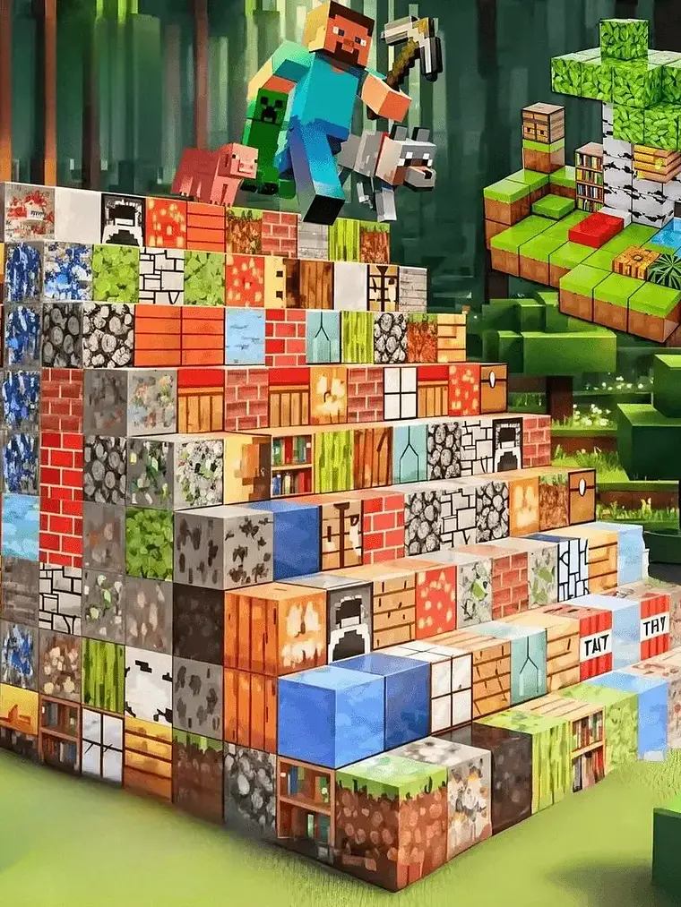 Minecraft Juego De 100 Bloques Magneticos de 2x2 cm Aleatorios + Caja TNT 4