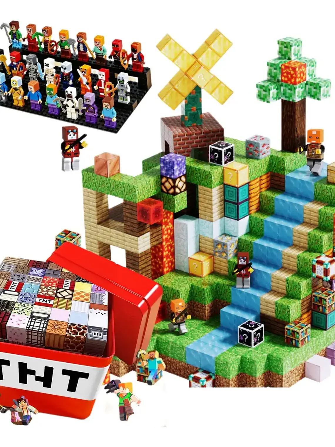 Minecraft Juego De 100 Bloques Magneticos de 2x2 cm Aleatorios + Caja TNT 5