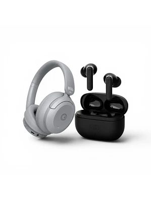 PACK Audifonos Bluetooth Blik Soul900 Gris Cancelación De Ruido 60H + Audífonos Bluetooth Inalámbricos Blik Air700 40H ENC