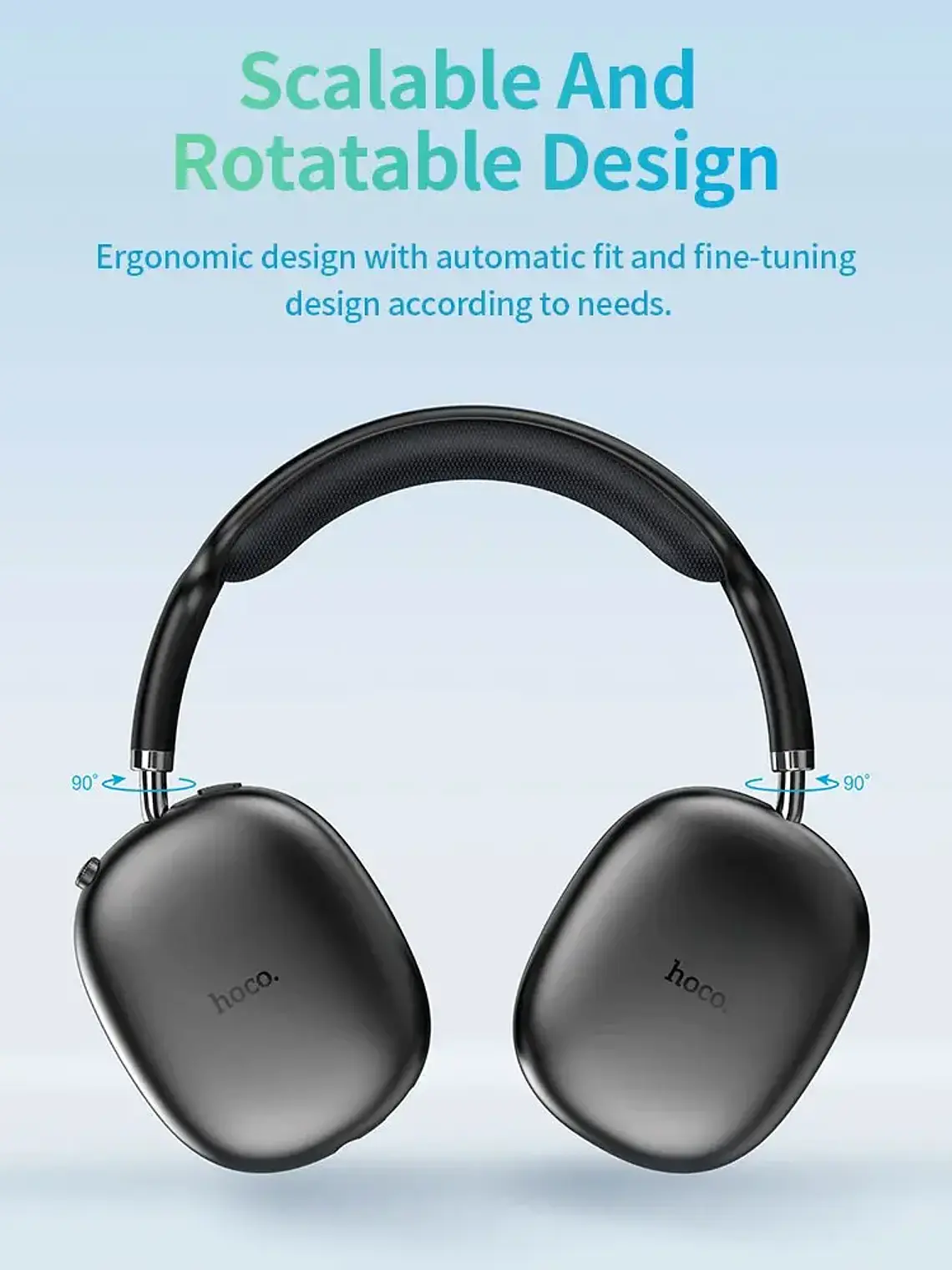 Audífono Bluetooth Hoco W35 Air 45hrs Para iPhone O Android Color Negro 4
