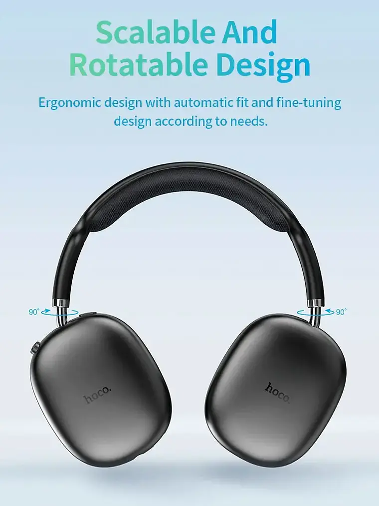 Audífono Bluetooth Hoco W35 Air 45hrs Para iPhone O Android Color Negro 4